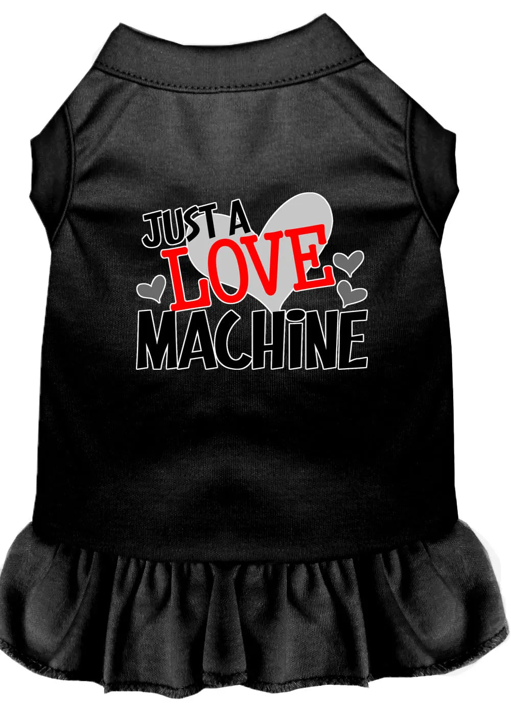 Love Machine Screen Print Dog Dress Black Med