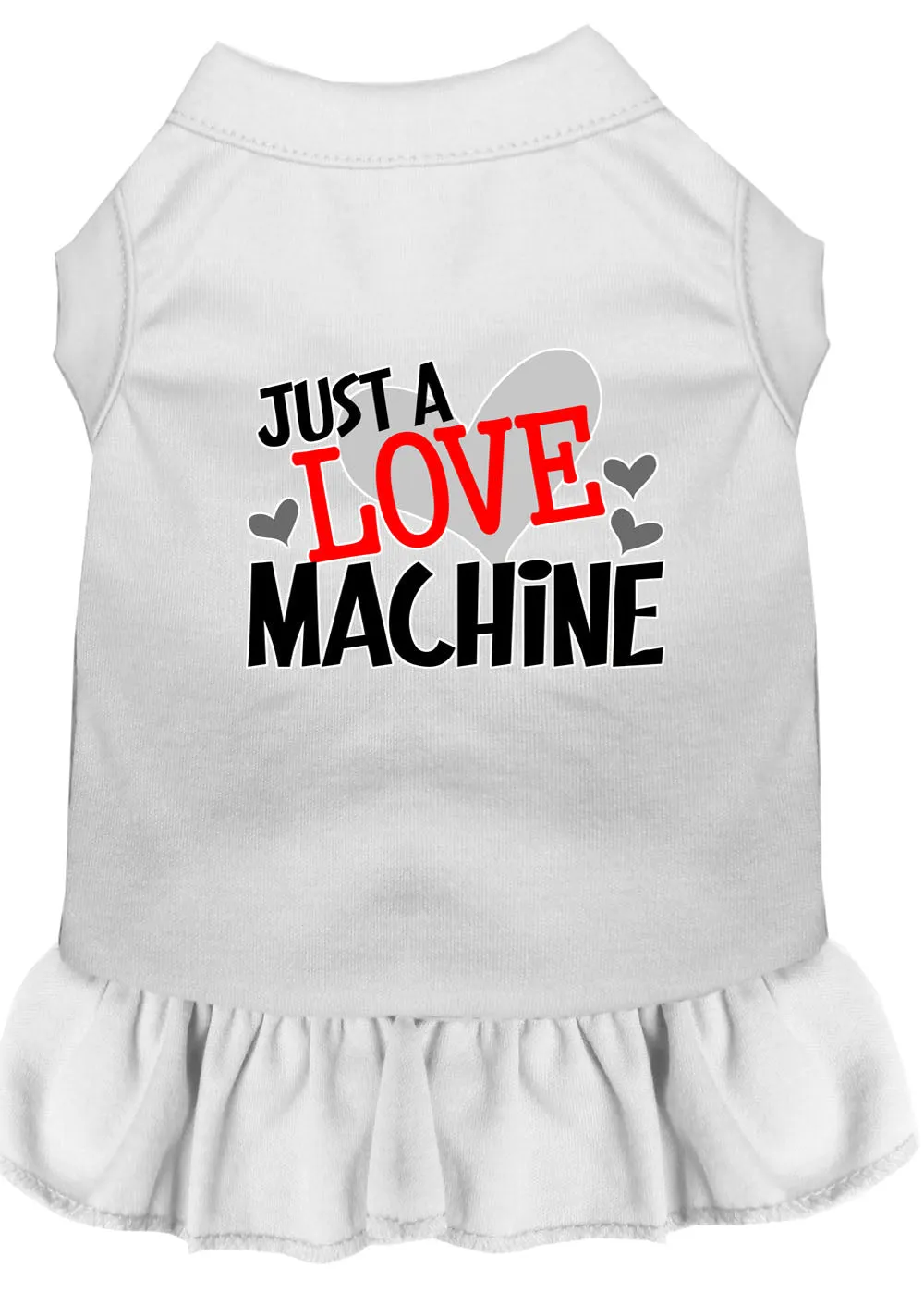 Love Machine Screen Print Dog Dress White Med