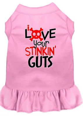 Love Your Stinkin Guts Screen Print Dog Dress Light Pink 4x