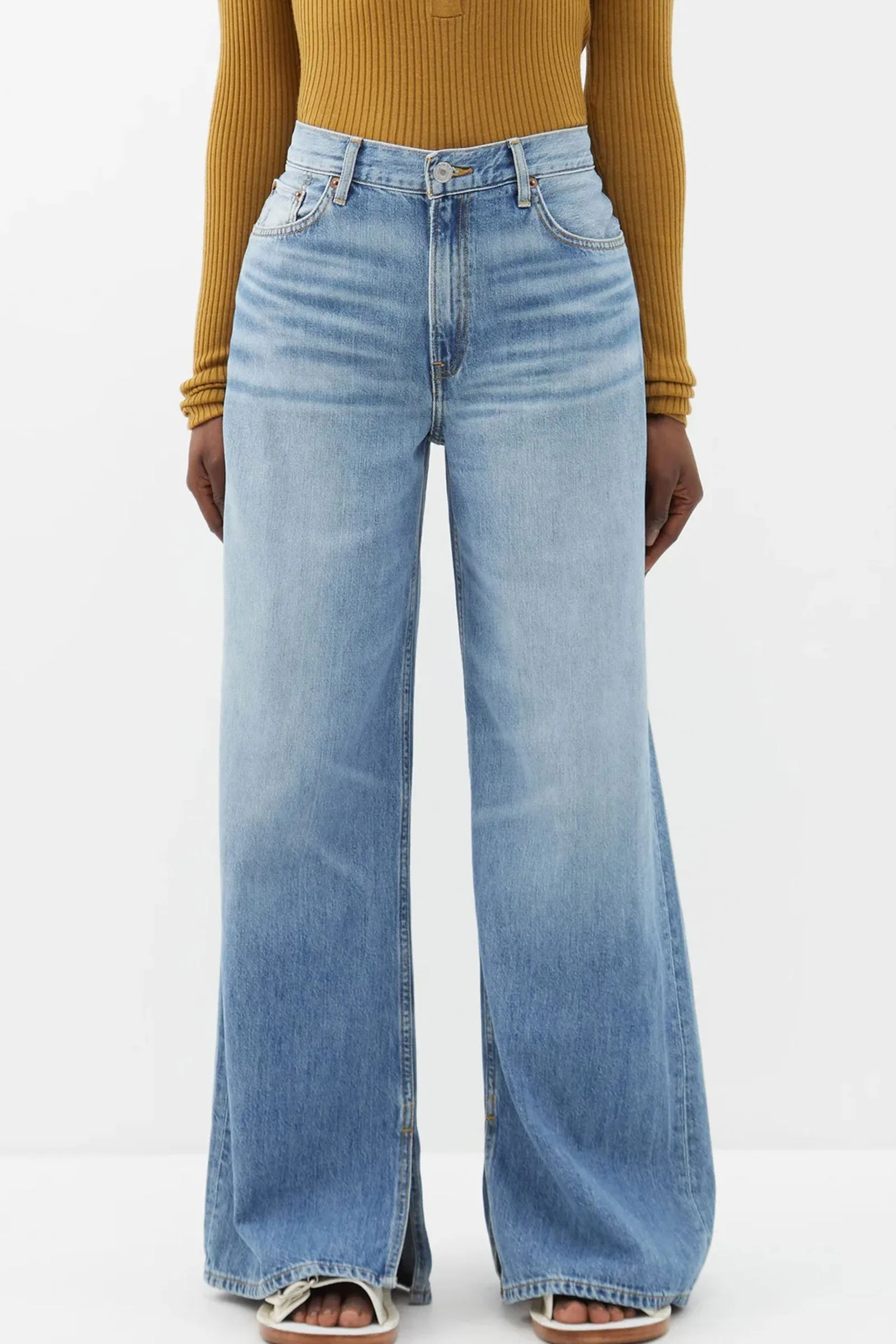 Low Rider Slit-hem Flared Jeans