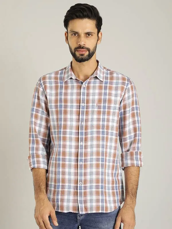 Men Checked Full Sleeve Linen Blend Shirt