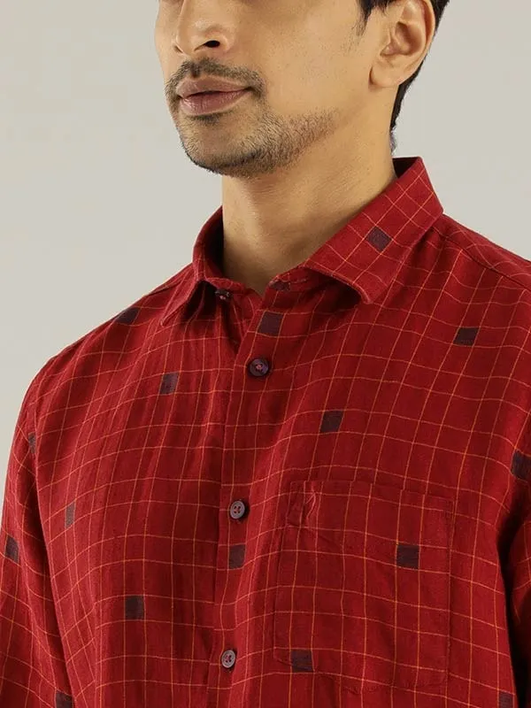 Men Checked Full Sleeve Linen Shirt