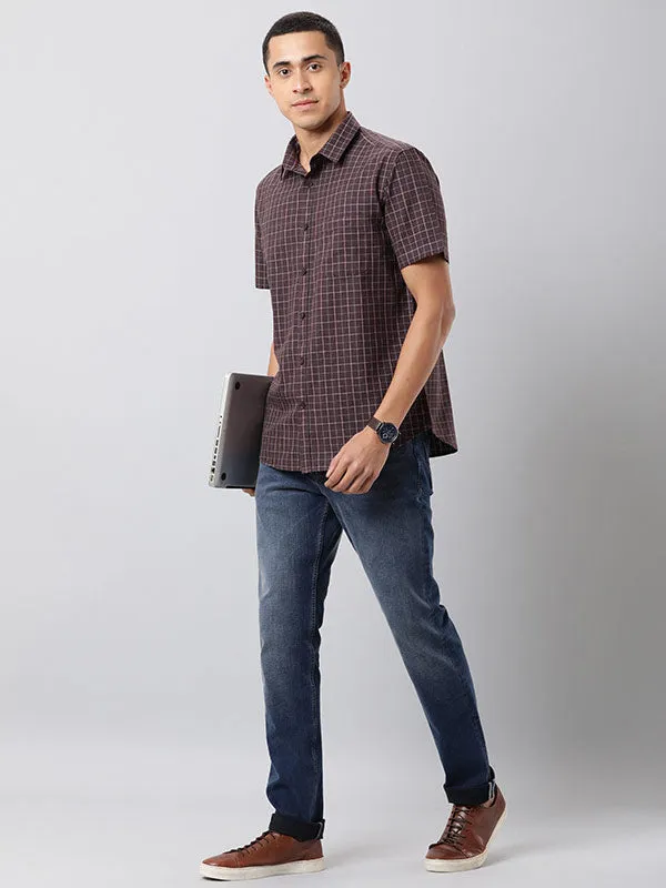 Men Fairtrade Checked Half Sleeve Cotton Shirt