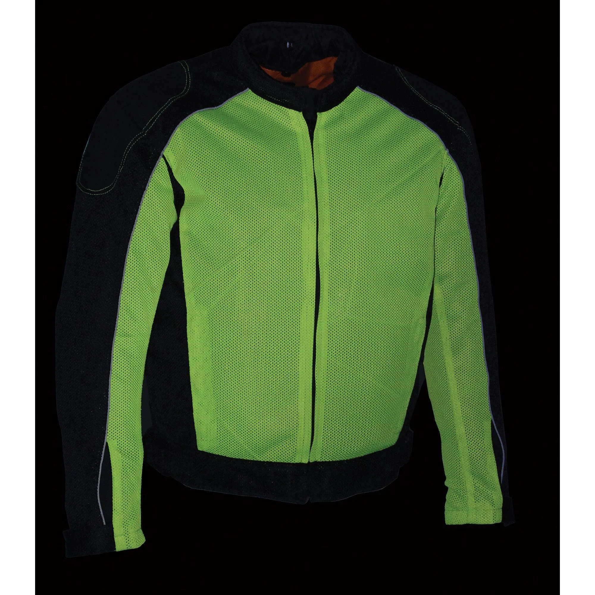 Milwaukee Leather MPM1790 Men's Black and Neon Green Hi Vis Mesh Racer Armored Jacket with Removable Rain Jacket