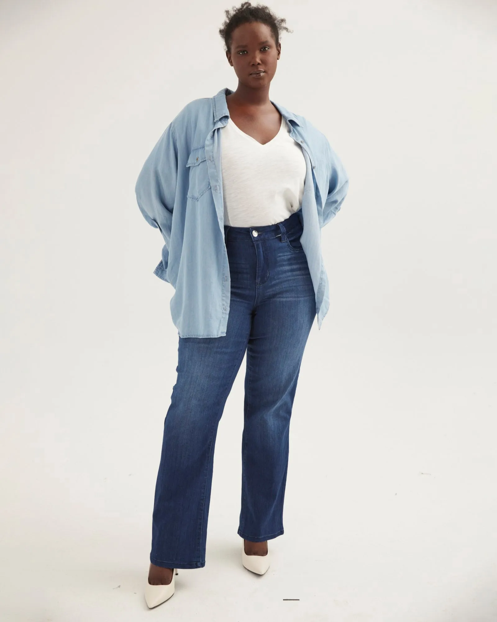 Myla Button-Down Chambray Shirt | Light Wash