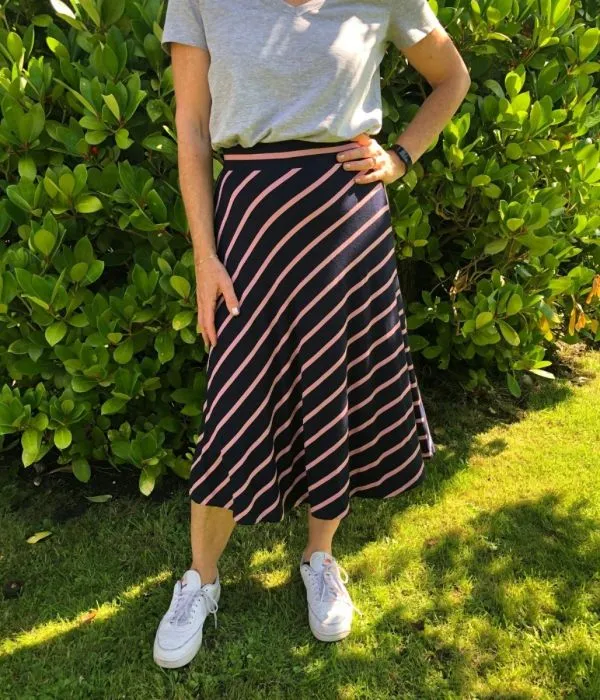 Navy & Pink Stripe Skirt