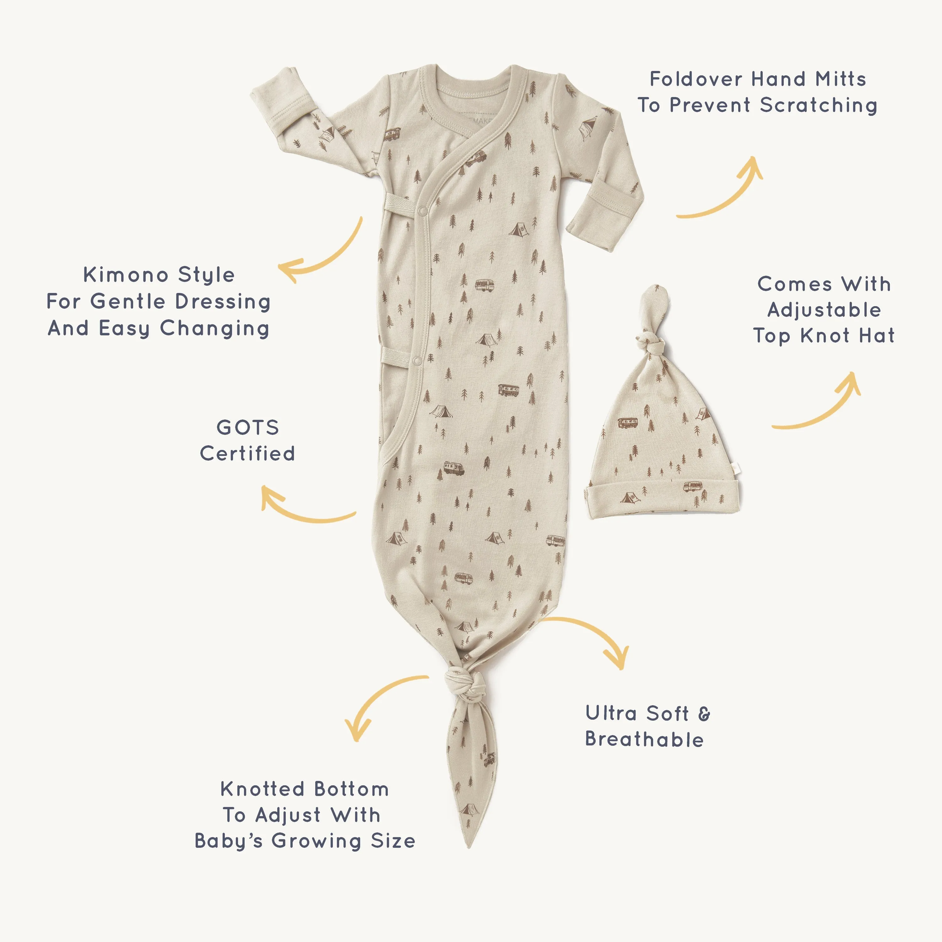 Organic Baby Sleep Gown Knotted - Camplife