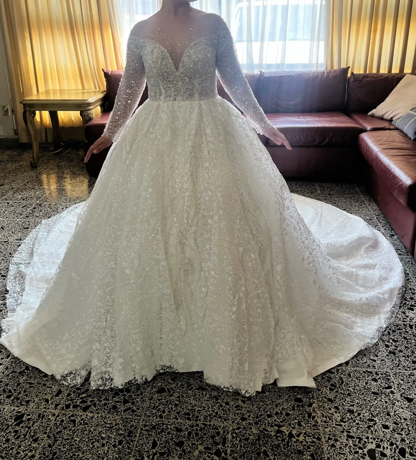 Premium All Over Crystal Ball Wedding Gown All Sizes