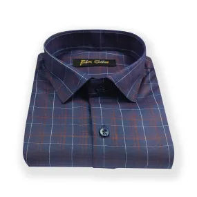 Purple Color Poly Cotton Casual Checked Shirt For Men