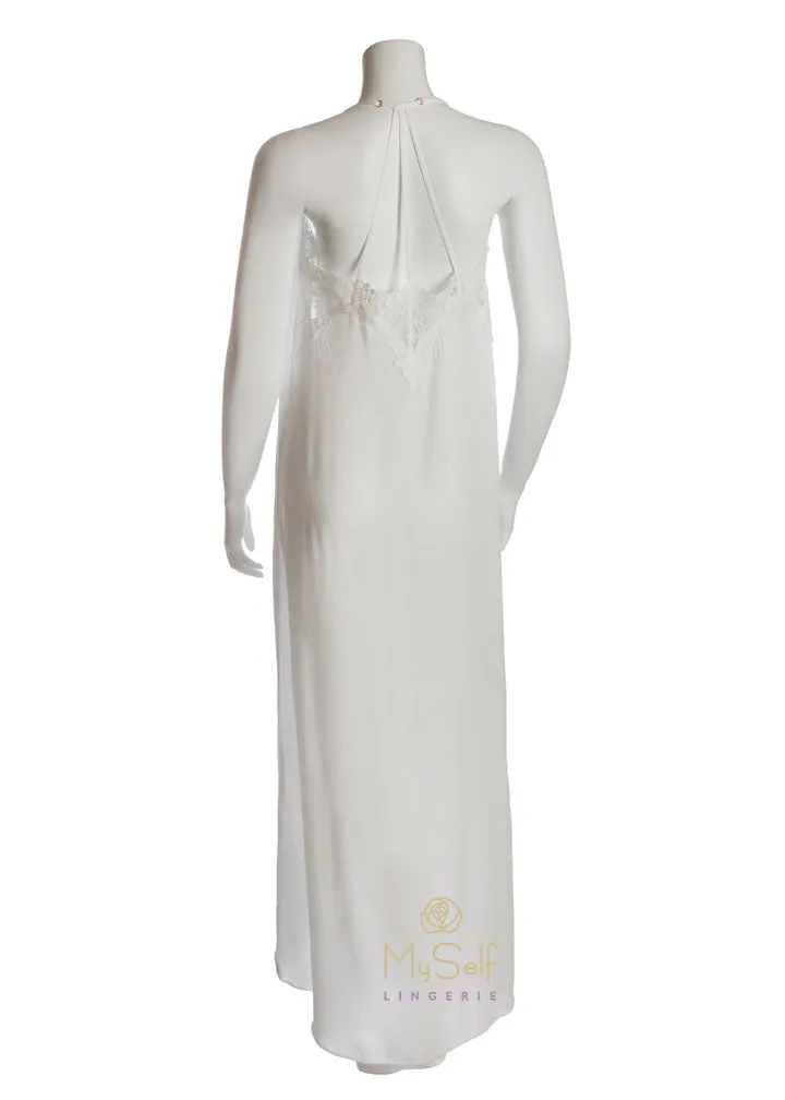 Q80802 Luela Crinkle Ivory Rayon Gown