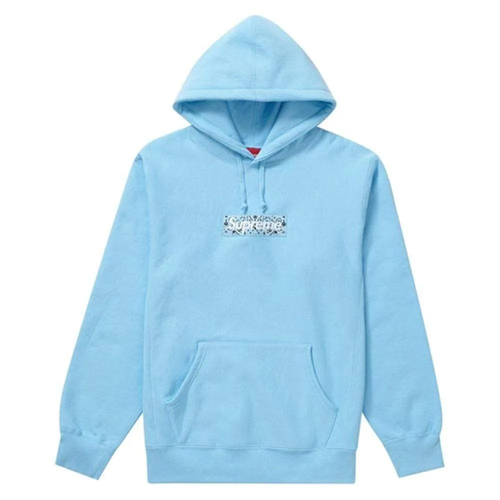 Supreme Bandana Box Logo Hooded Sweatshirt Light Blue