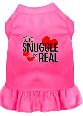 The Snuggle Is Real Screen Print Dog Dress Bright Pink Med