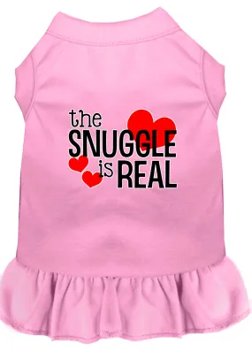 The Snuggle Is Real Screen Print Dog Dress Light Pink Xxl