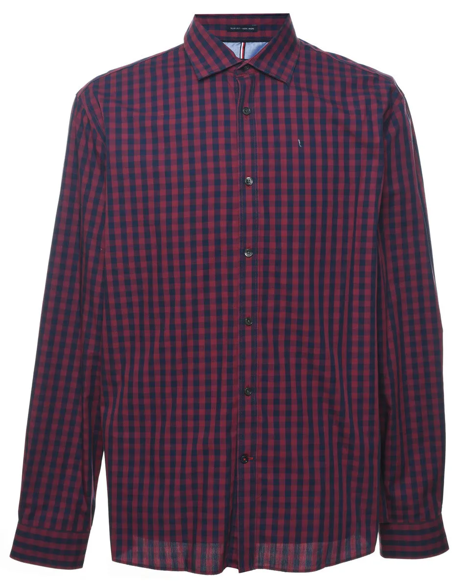 Tommy Hilfiger Maroon & Grey Checked Shirt - L