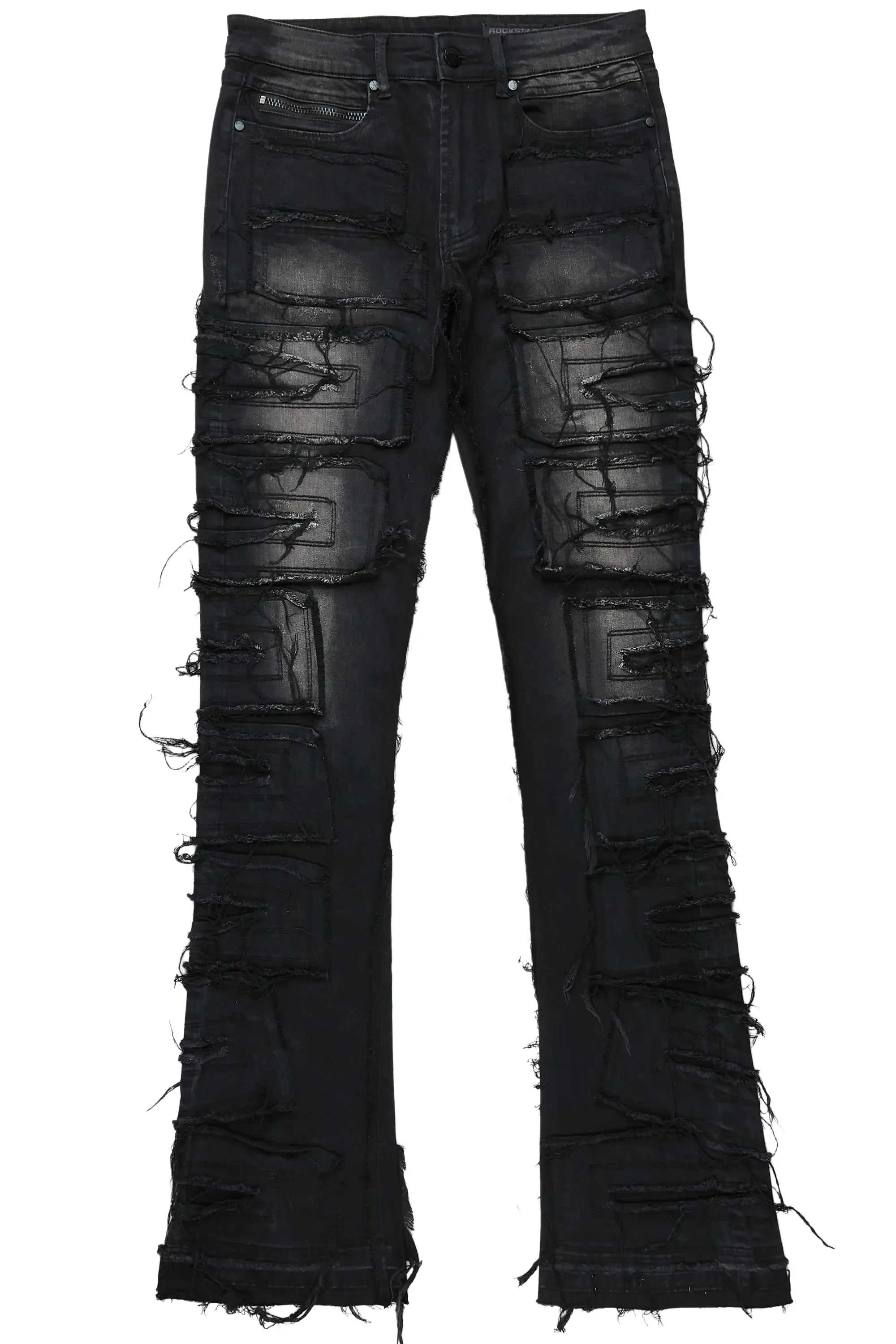 Wayland Dark Grey Stacked Flare Jean