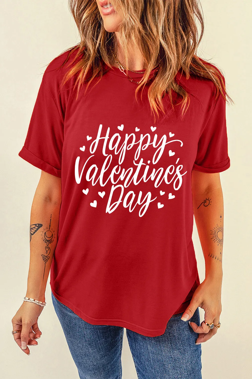 Womens Valentine's Day Heart Printed Shirts Graphic Tees