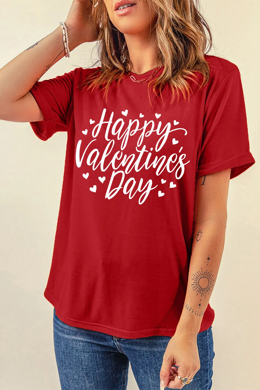 Womens Valentine's Day Heart Printed Shirts Graphic Tees