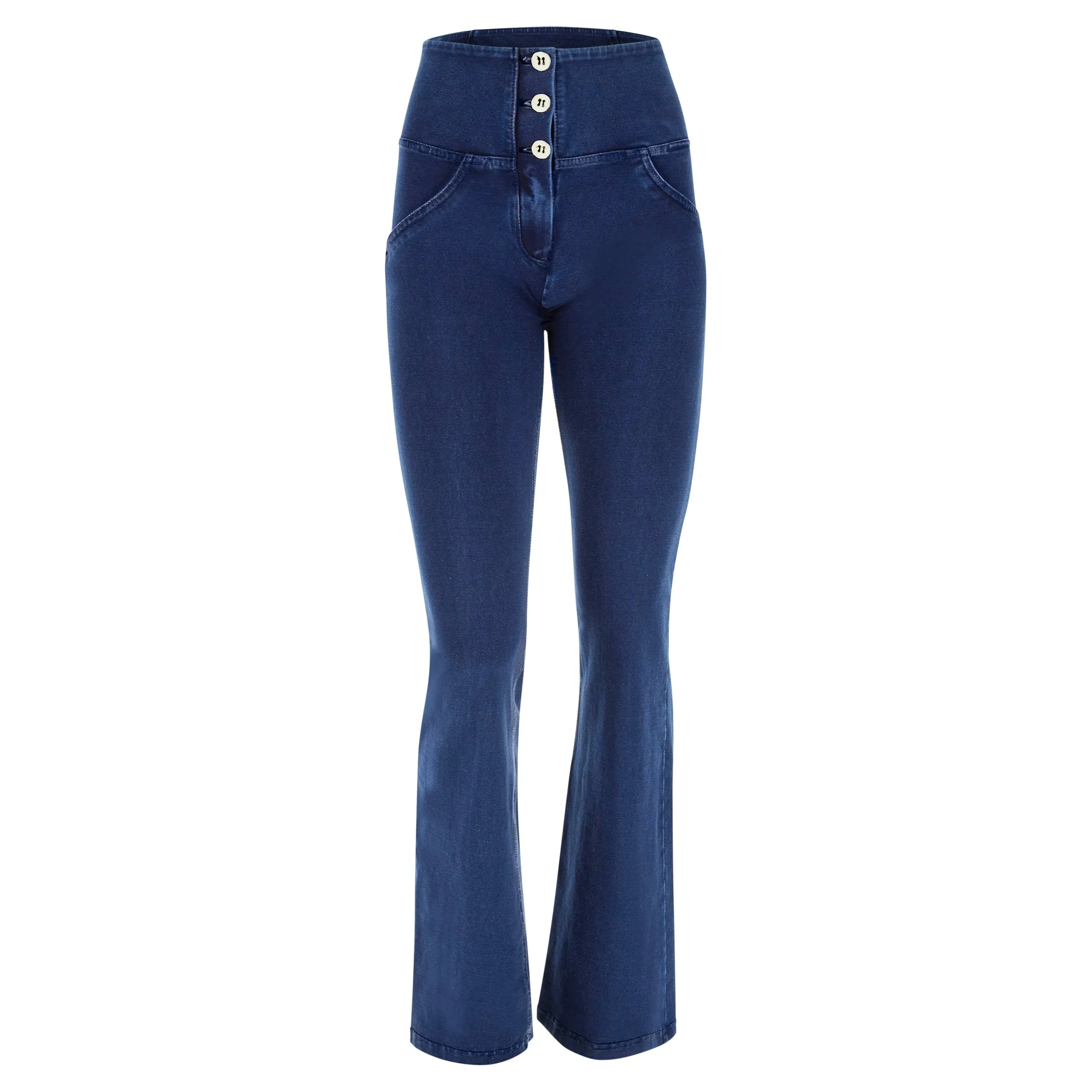 (WRUP11BHC002ORG-J0B) Blauwe WR.UP® Flared Jeans met een Hoge Taille en Knoopsluiting